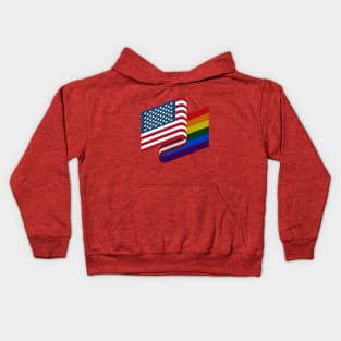 American Flag and Rainbow Flag Kids Hoodie